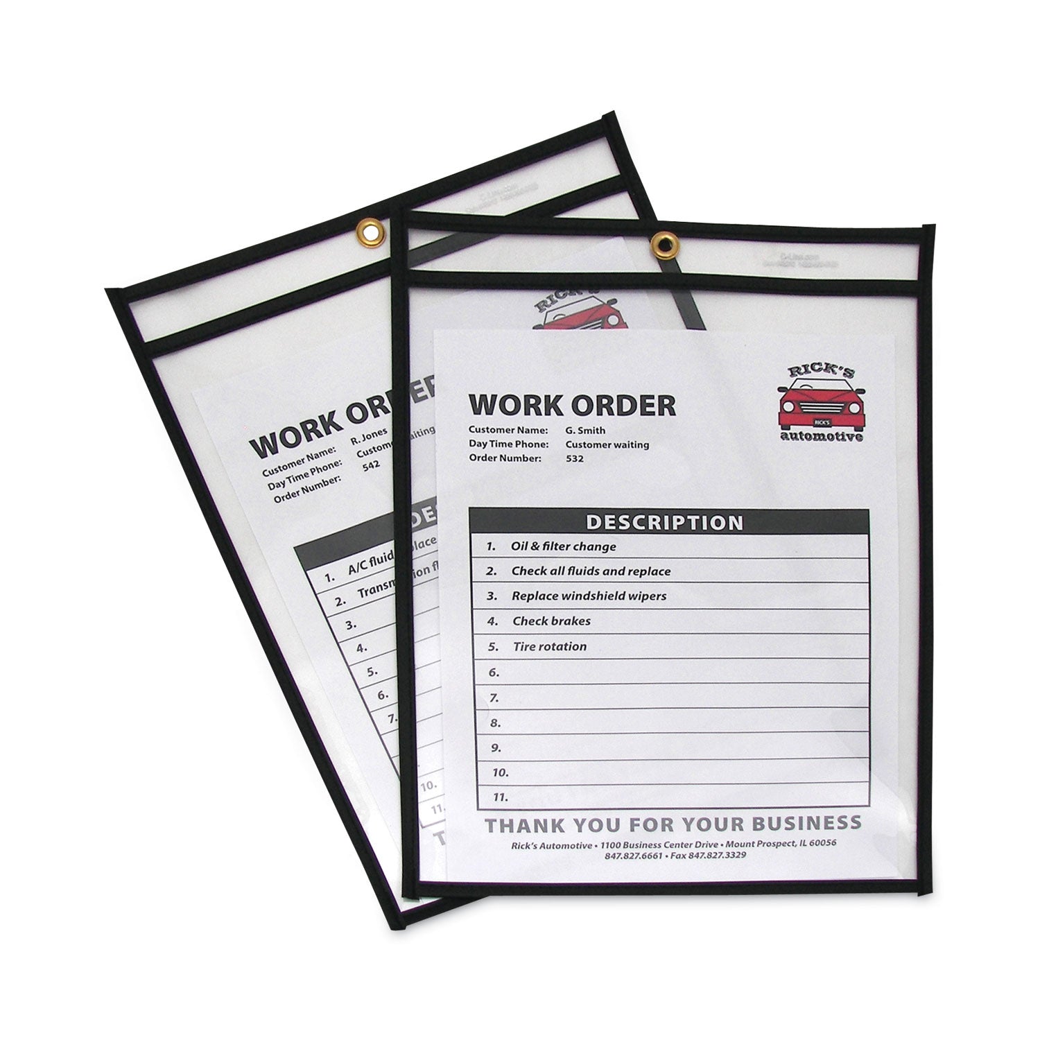 Shop Ticket Holders, Stitched, Both Sides Clear, 75 Sheets, 9 x 12, 25/Box - 