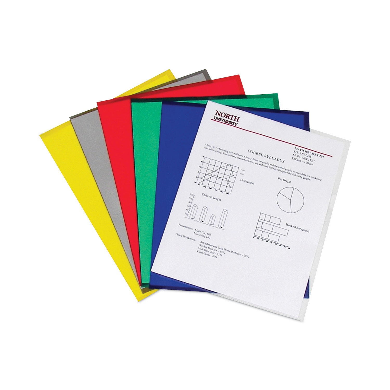 Poly Project Folders, Letter Size, Assorted Colors, 25/Box - 