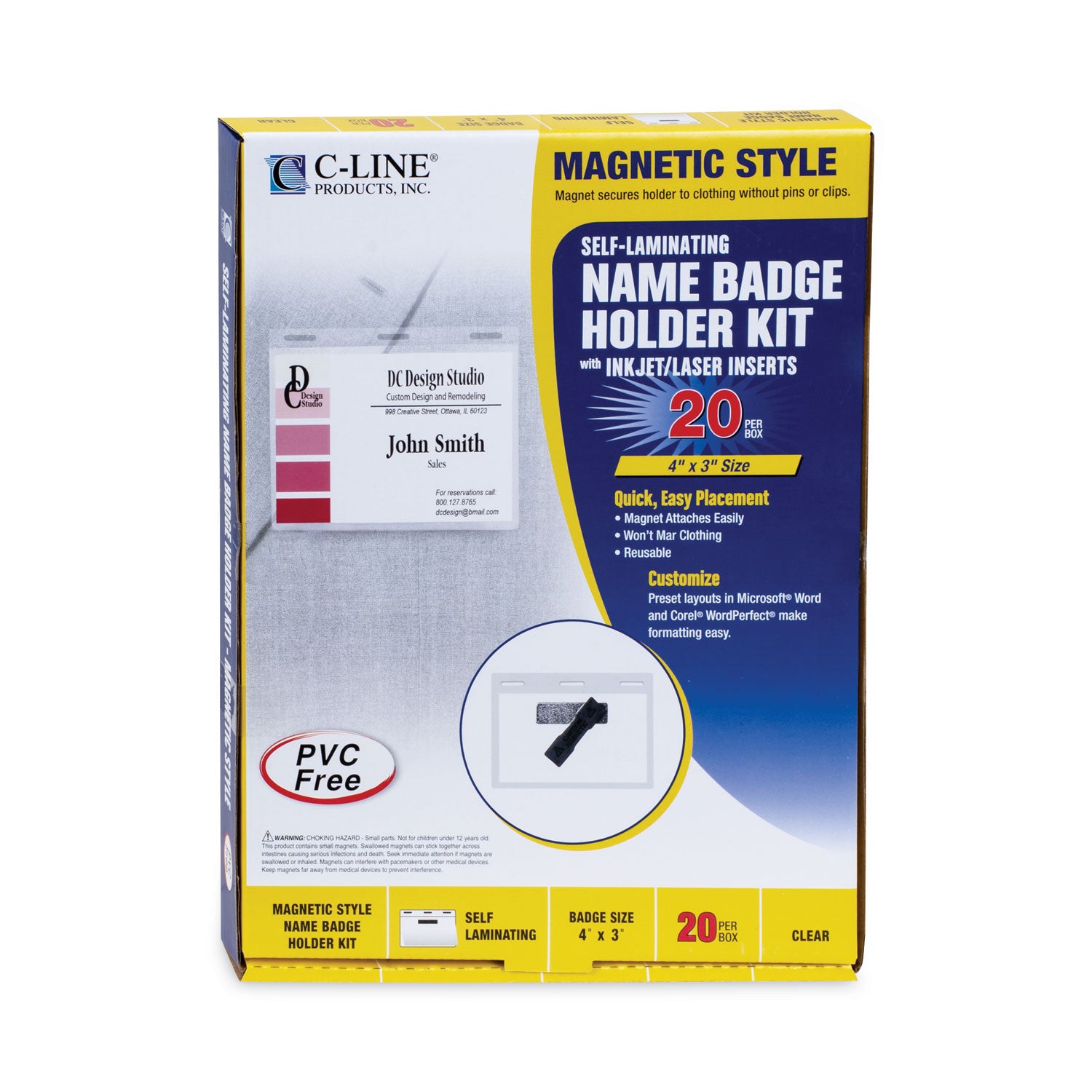 self-laminating-magnetic-style-name-badge-holder-kit-3-x-4-clear-20-box_cli92843 - 5