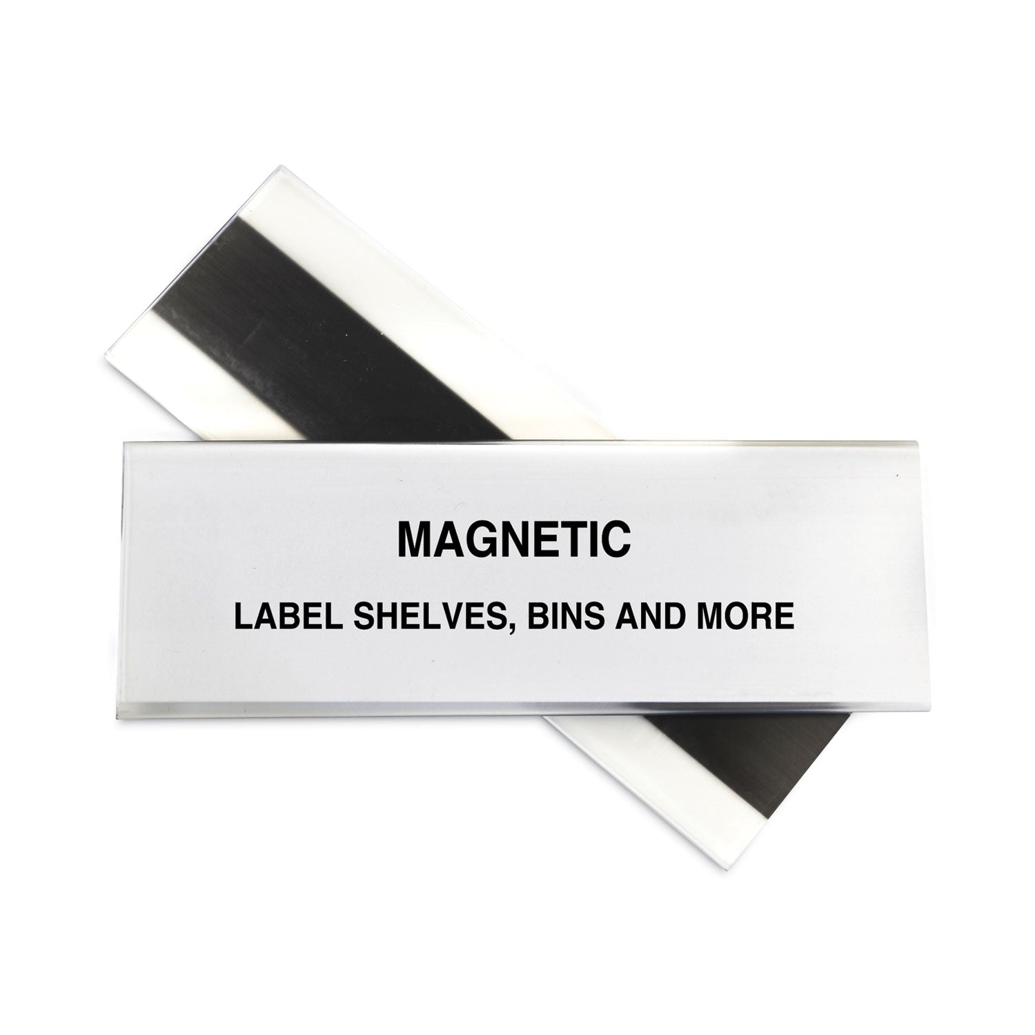 HOL-DEX Magnetic Shelf/Bin Label Holders, Side Load, 2 x 6, Clear, 10/Box - 