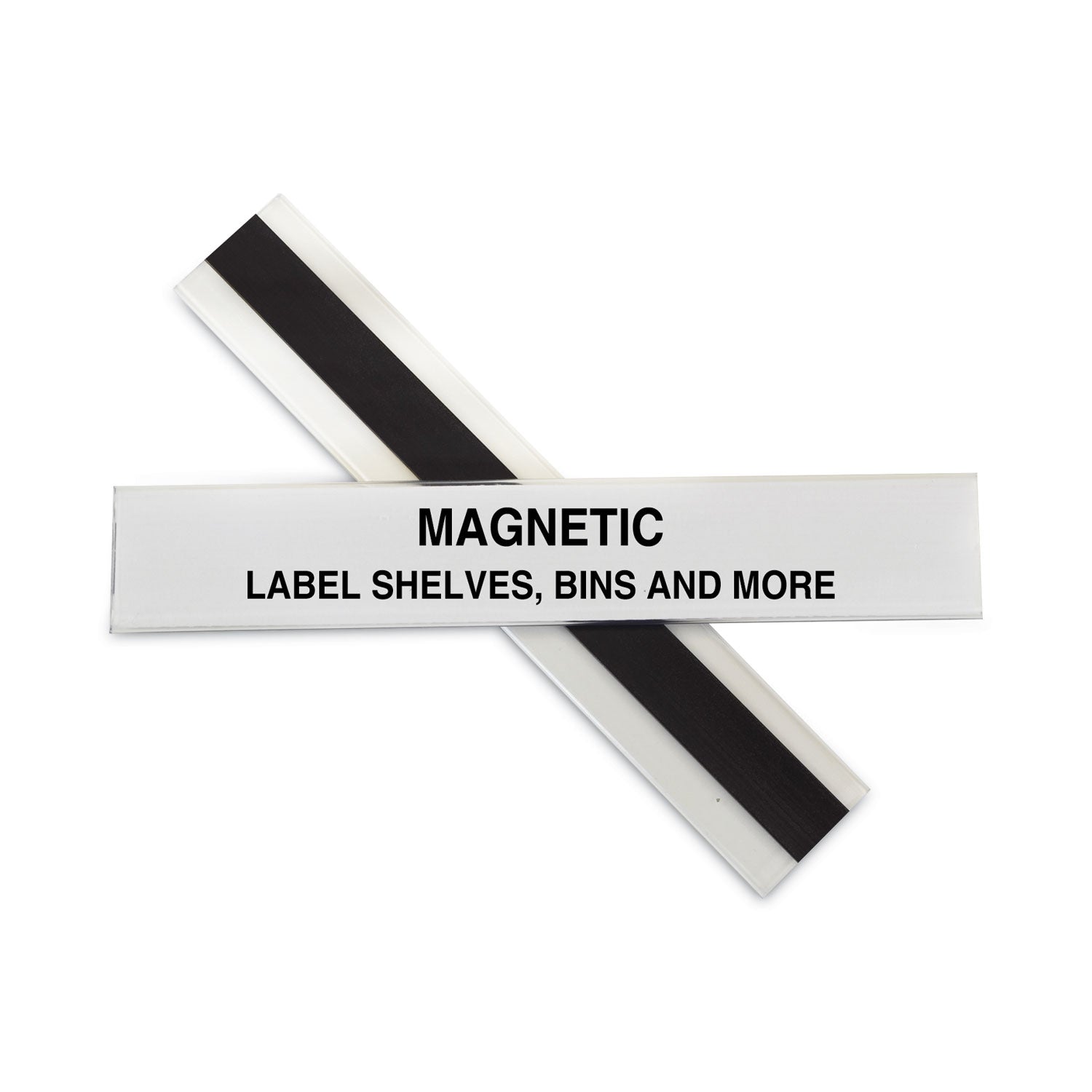 HOL-DEX Magnetic Shelf/Bin Label Holders, Side Load, 1 x 6, Clear, 10/Box - 