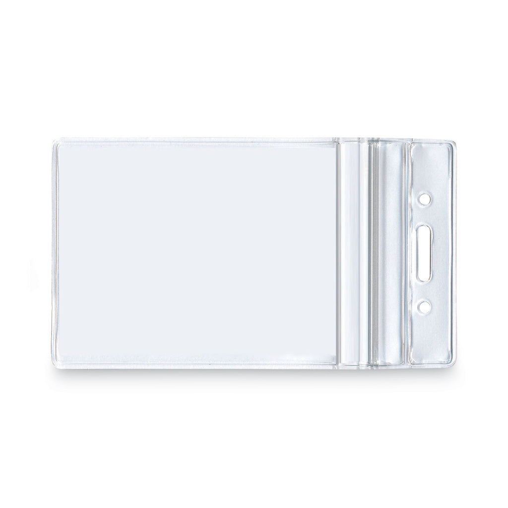 Resealable ID Badge Holders, Vertical Orientation, Transparent Frost 2.68" x 5" Holder, 2.38" x 3.75" Insert, 50/Pack
