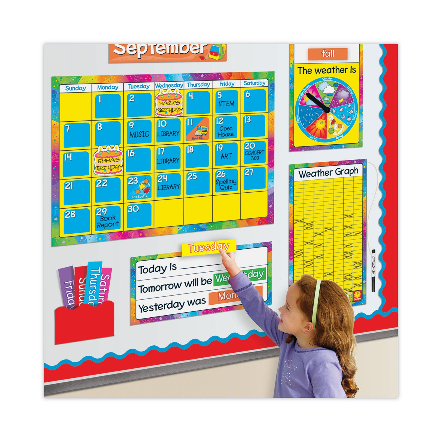Year Around Calendar Bulletin Board Set, 22" x 17