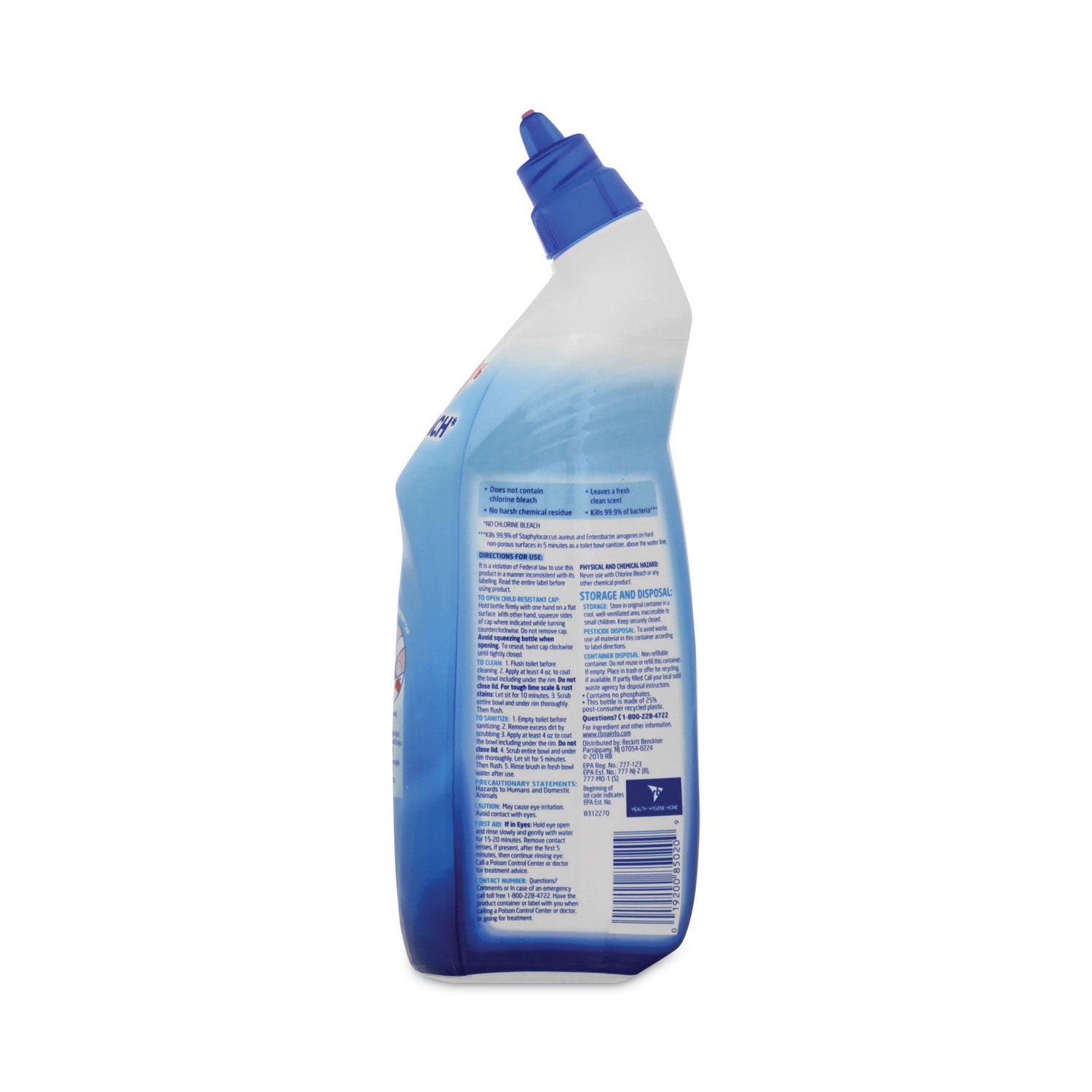 Toilet Bowl Cleaner with Hydrogen Peroxide, Ocean Fresh, 24 oz Angle Neck Bottle, 2/Pack, 4 Packs/Carton