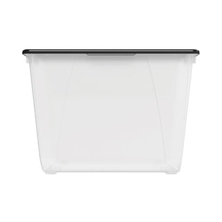 Storage Tote, 16 gal, 22.7" x 18.25" x 12.86", Clear/Black