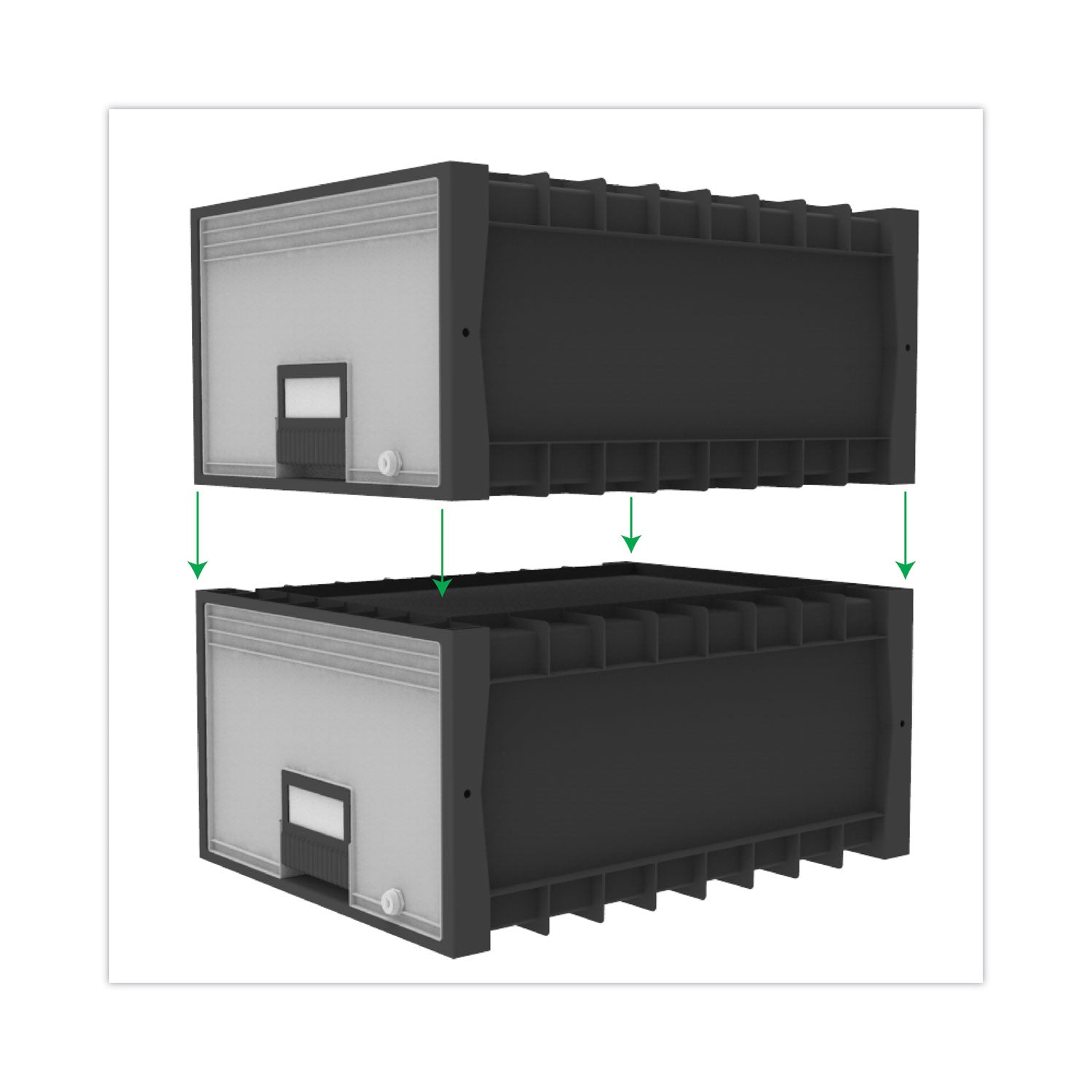 Archive Storage Drawers with Key Lock, Legal Files, 18.25" x 24" x 11.5", Black/Gray