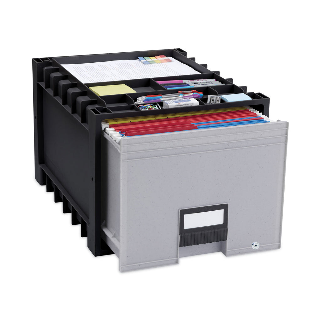 Archive Storage Drawers with Key Lock, Letter Files, 15.25" x 18" x 11.5", Black/Gray - 
