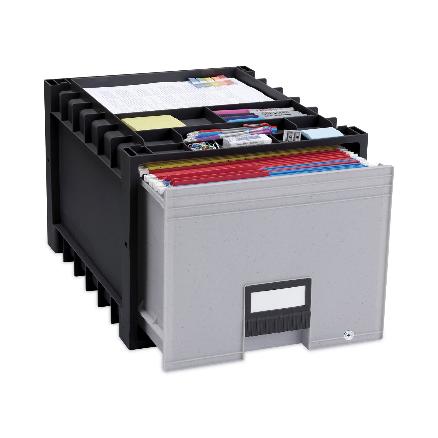 Archive Storage Drawers with Key Lock, Letter Files, 15.25" x 18" x 11.5", Black/Gray - 