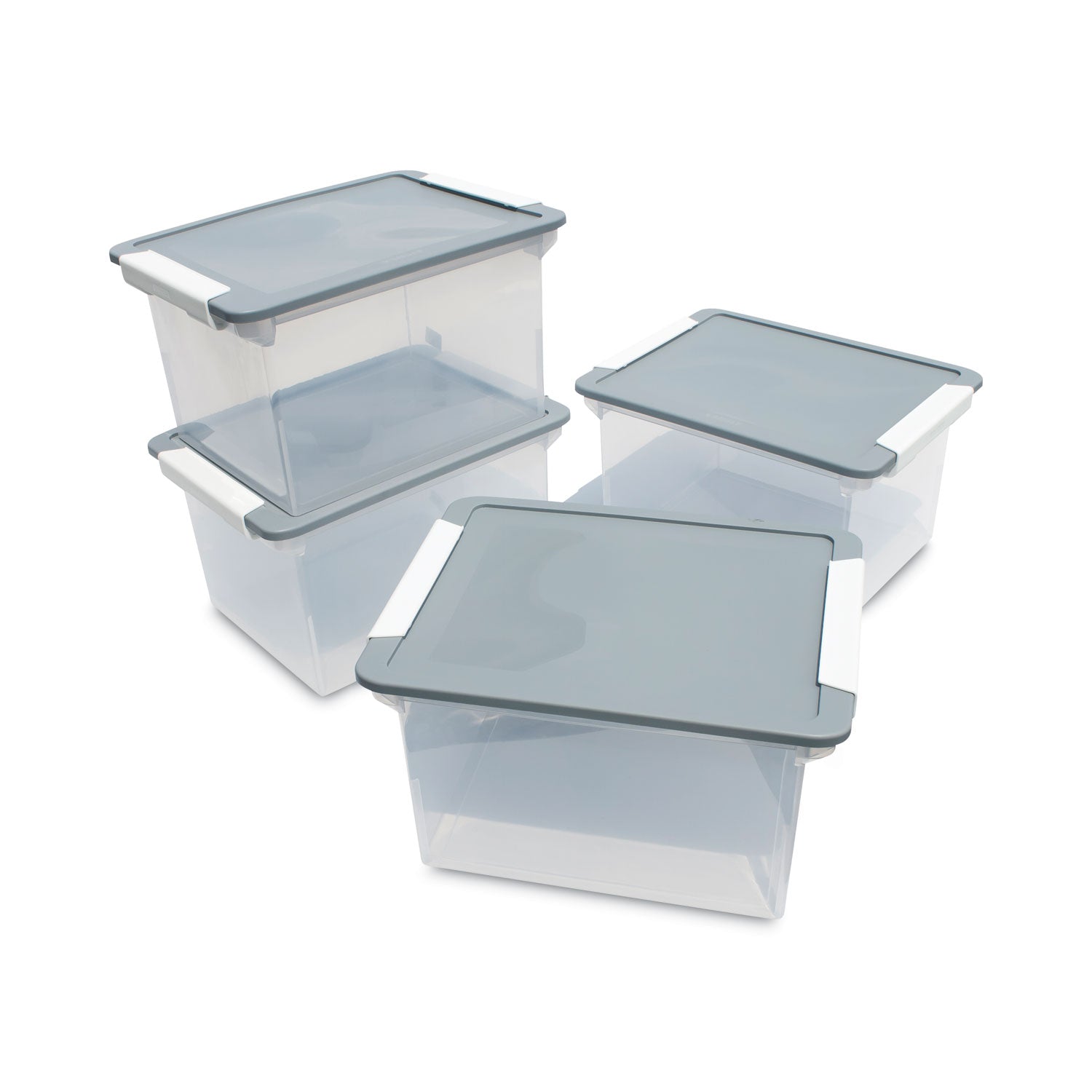Portable File Tote with Locking Handles, Letter/Legal Files, 18.5" x 14.25" x 10.88", Clear/Silver - 