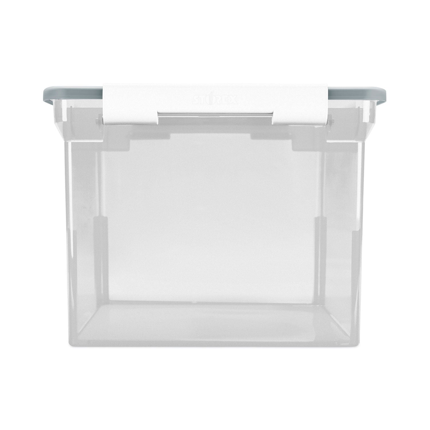 Portable File Tote with Locking Handles, Letter/Legal Files, 18.5" x 14.25" x 10.88", Clear/Silver - 