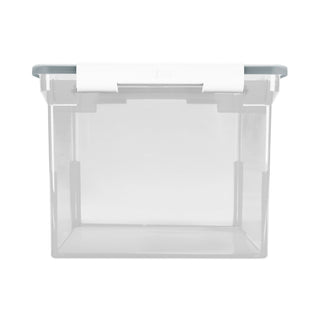 Portable File Tote with Locking Handles, Letter/Legal Files, 18.5" x 14.25" x 10.88", Clear/Silver - 