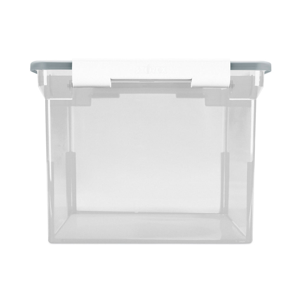 Portable File Tote with Locking Handles, Letter/Legal Files, 18.5" x 14.25" x 10.88", Clear/Silver