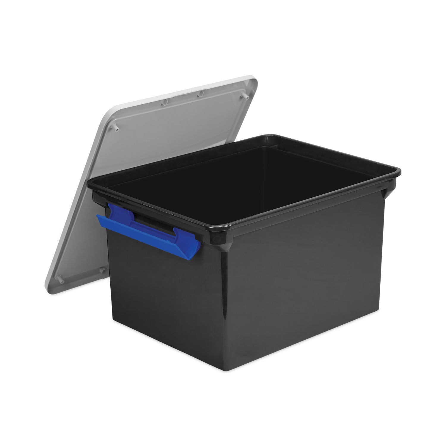 Portable File Tote with Locking Handles, Letter/Legal Files, 18.5" x 14.25" x 10.88", Black/Silver - 