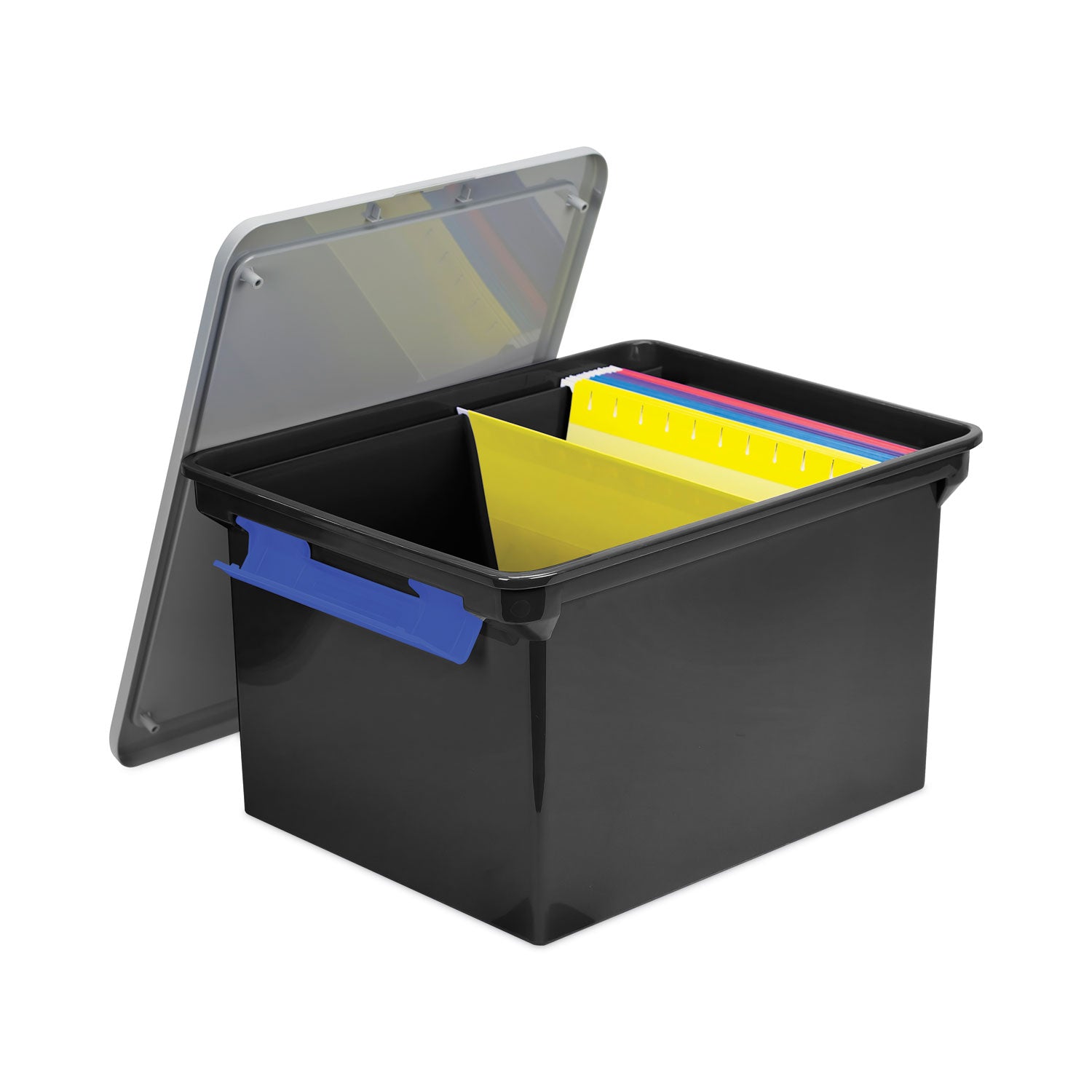 Portable File Tote with Locking Handles, Letter/Legal Files, 18.5" x 14.25" x 10.88", Black/Silver - 