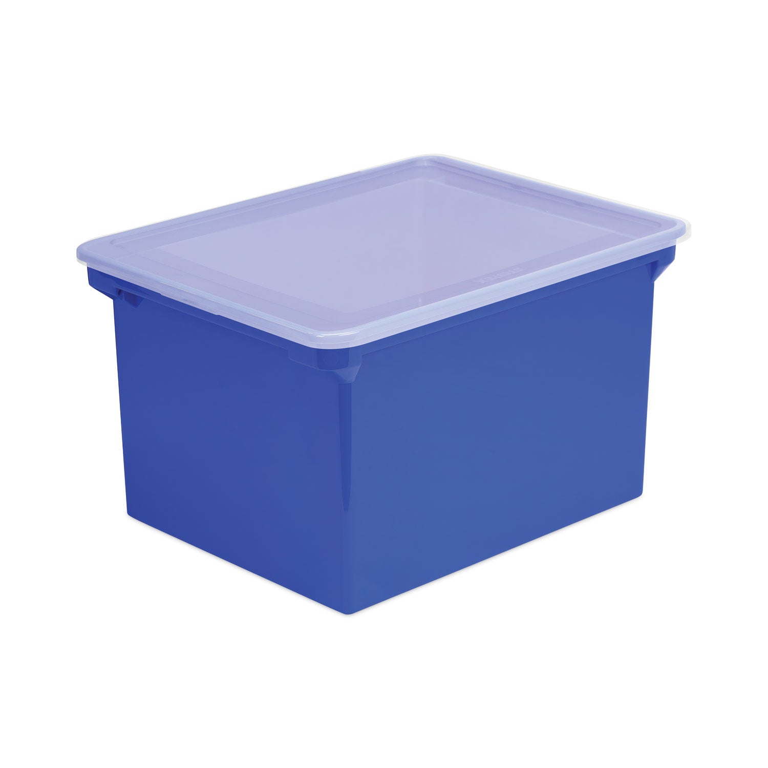 Plastic File Tote, Letter/Legal Files, 18.5" x 14.25" x 10.88", Blue/Clear - 