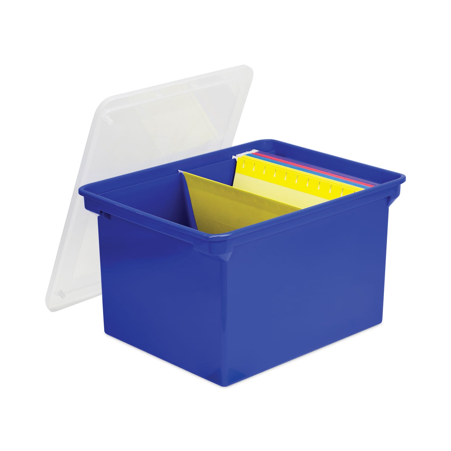 Plastic File Tote, Letter/Legal Files, 18.5" x 14.25" x 10.88", Blue/Clear - 