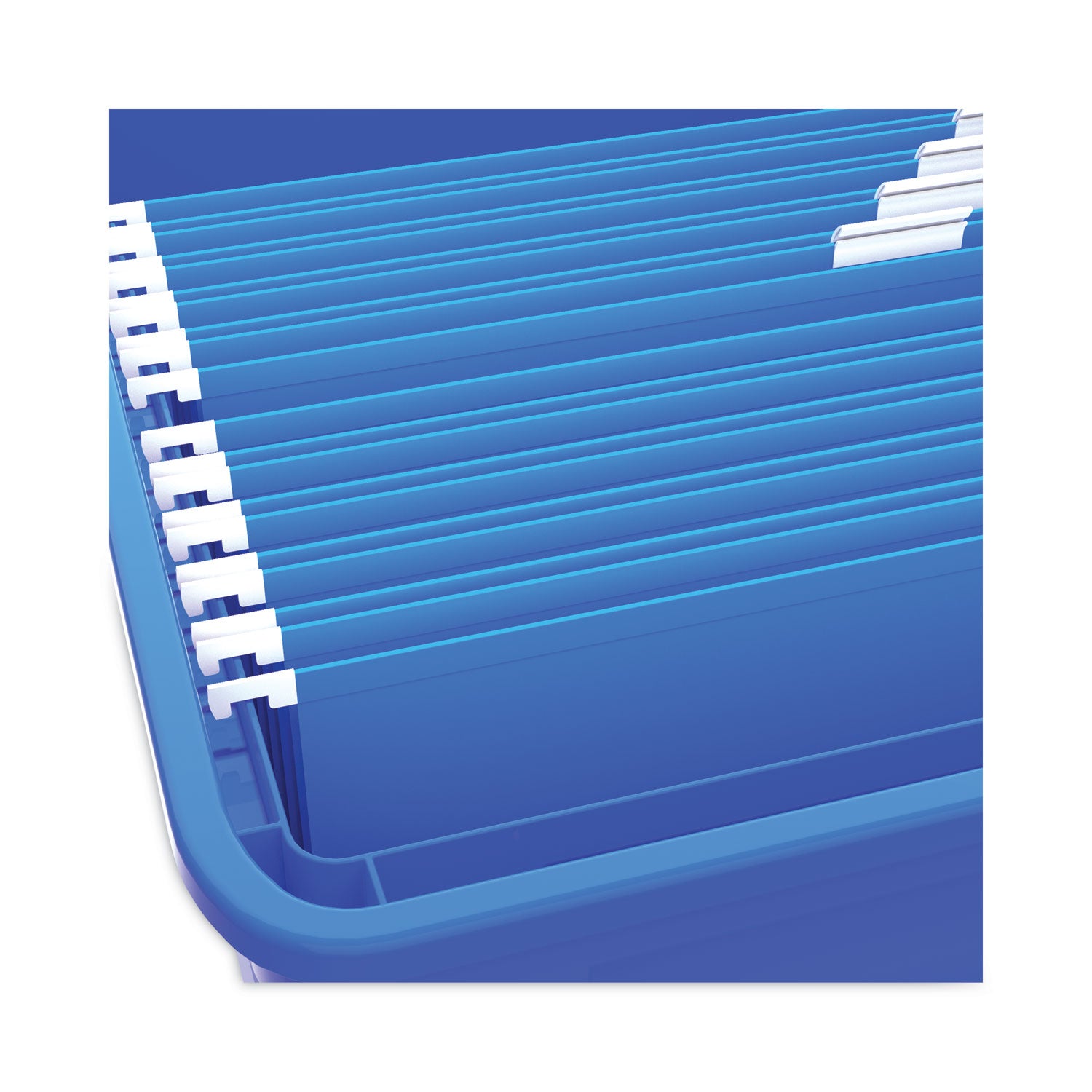 Plastic File Tote, Letter/Legal Files, 18.5" x 14.25" x 10.88", Blue/Clear - 