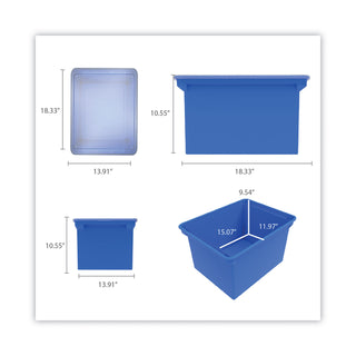 Plastic File Tote, Letter/Legal Files, 18.5" x 14.25" x 10.88", Blue/Clear