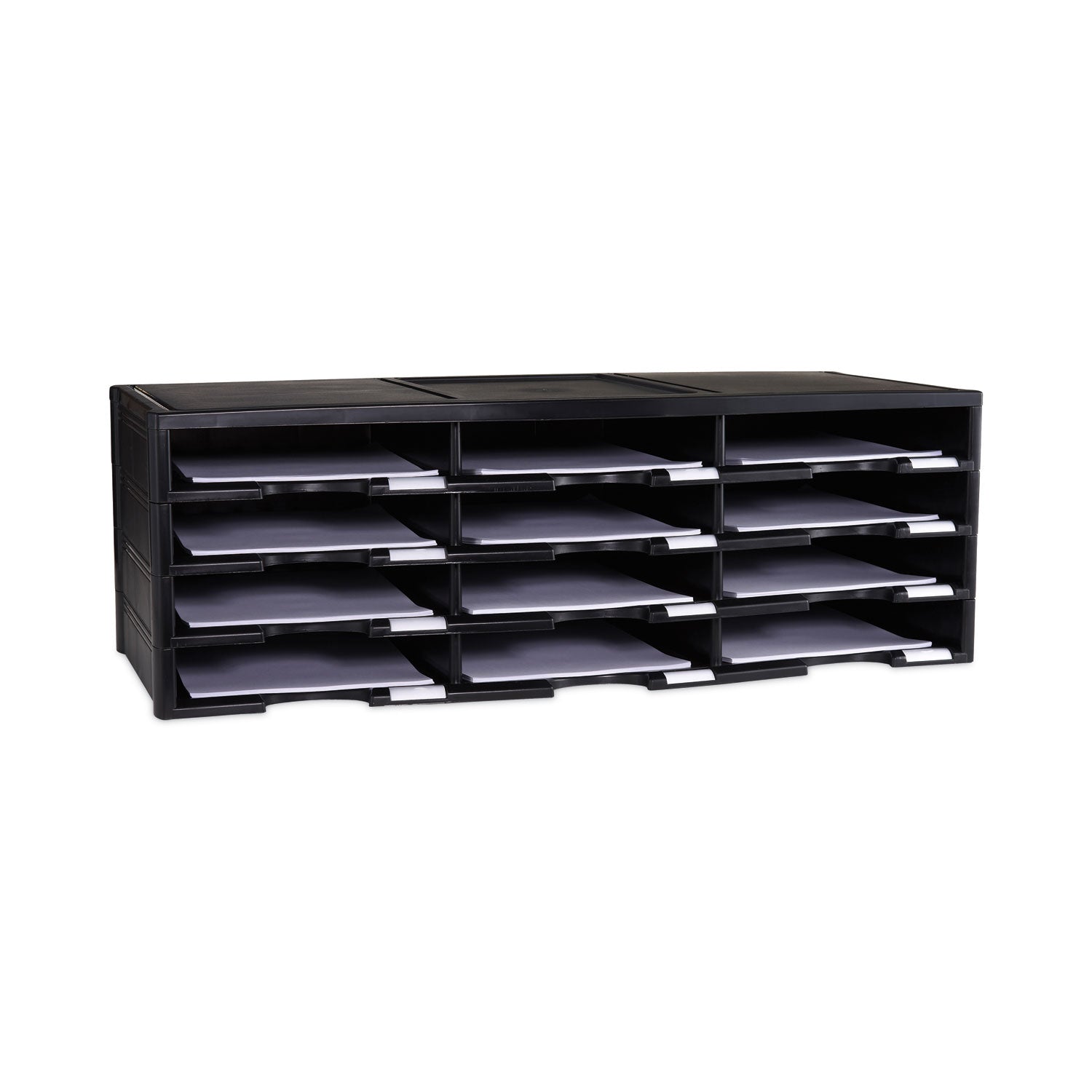 Storex Literature Organizer, 12 Compartments, 10.63 x 13.3 x 31.4, Black - 