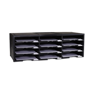 Storex Literature Organizer, 12 Compartments, 10.63 x 13.3 x 31.4, Black