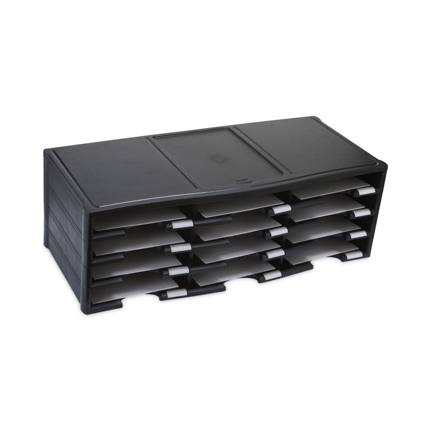 Storex Literature Organizer, 12 Compartments, 10.63 x 13.3 x 31.4, Black - 