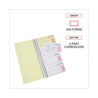 Wirebound Message Books, Two-Part Carbonless, 5 x 2.75, 4 Forms/Sheet, 400 Forms Total - 