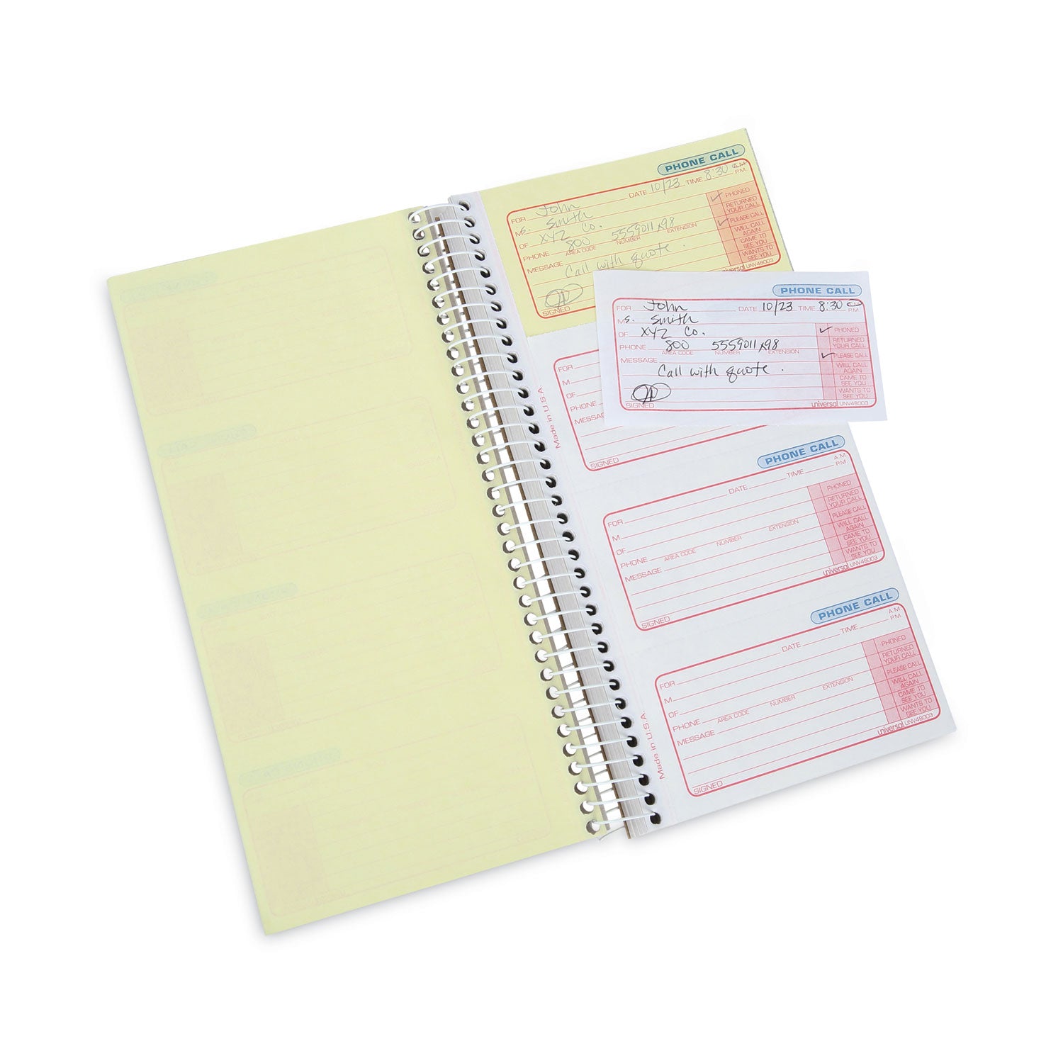 Wirebound Message Books, Two-Part Carbonless, 5 x 2.75, 4 Forms/Sheet, 400 Forms Total - 