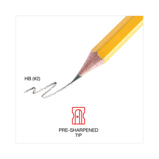 #2 Pre-Sharpened Woodcase Pencil, HB (#2), Black Lead, Yellow Barrel, 72/Pack