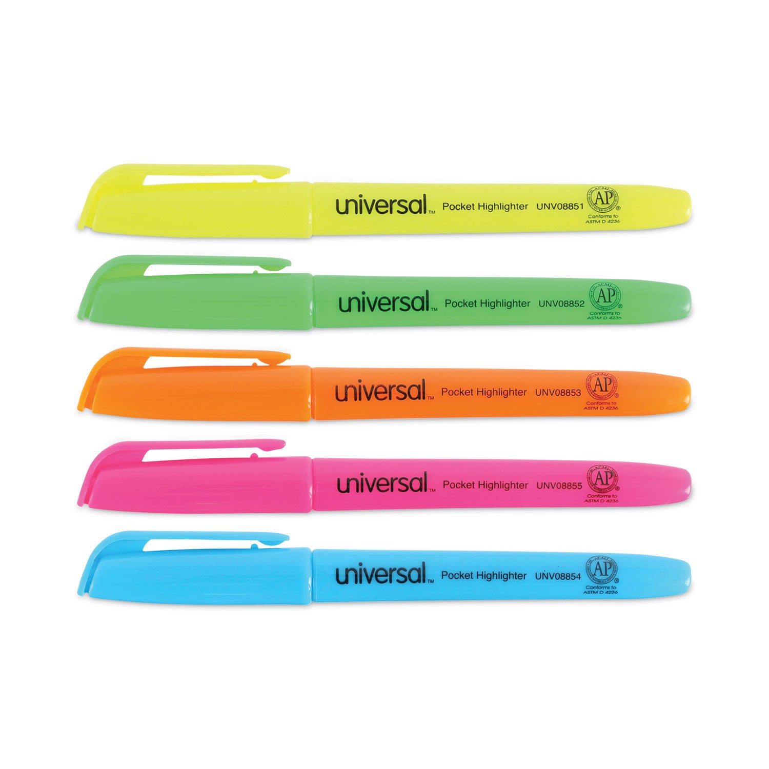 Pocket Highlighters, Assorted Ink Colors, Chisel Tip, Assorted Barrel Colors, Dozen