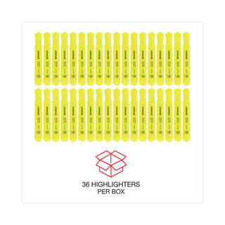 Desk Highlighter Value Pack, Fluorescent Yellow Ink, Chisel Tip, Yellow Barrel, 36/Pack