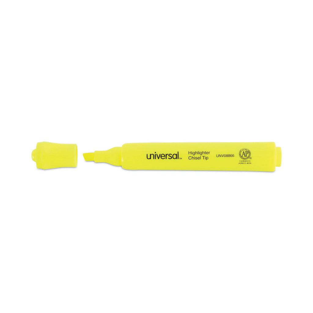 Desk Highlighter Value Pack, Fluorescent Yellow Ink, Chisel Tip, Yellow Barrel, 36/Pack