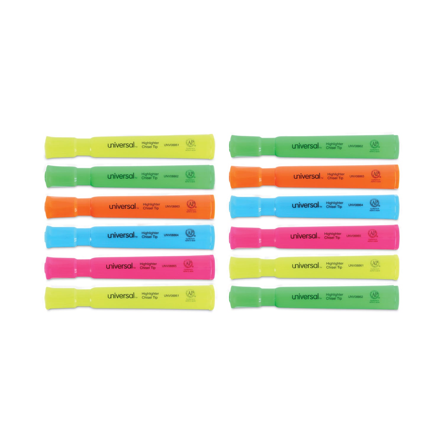 Desk Highlighters, Assorted Ink Colors, Chisel Tip, Assorted Barrel Colors, Dozen