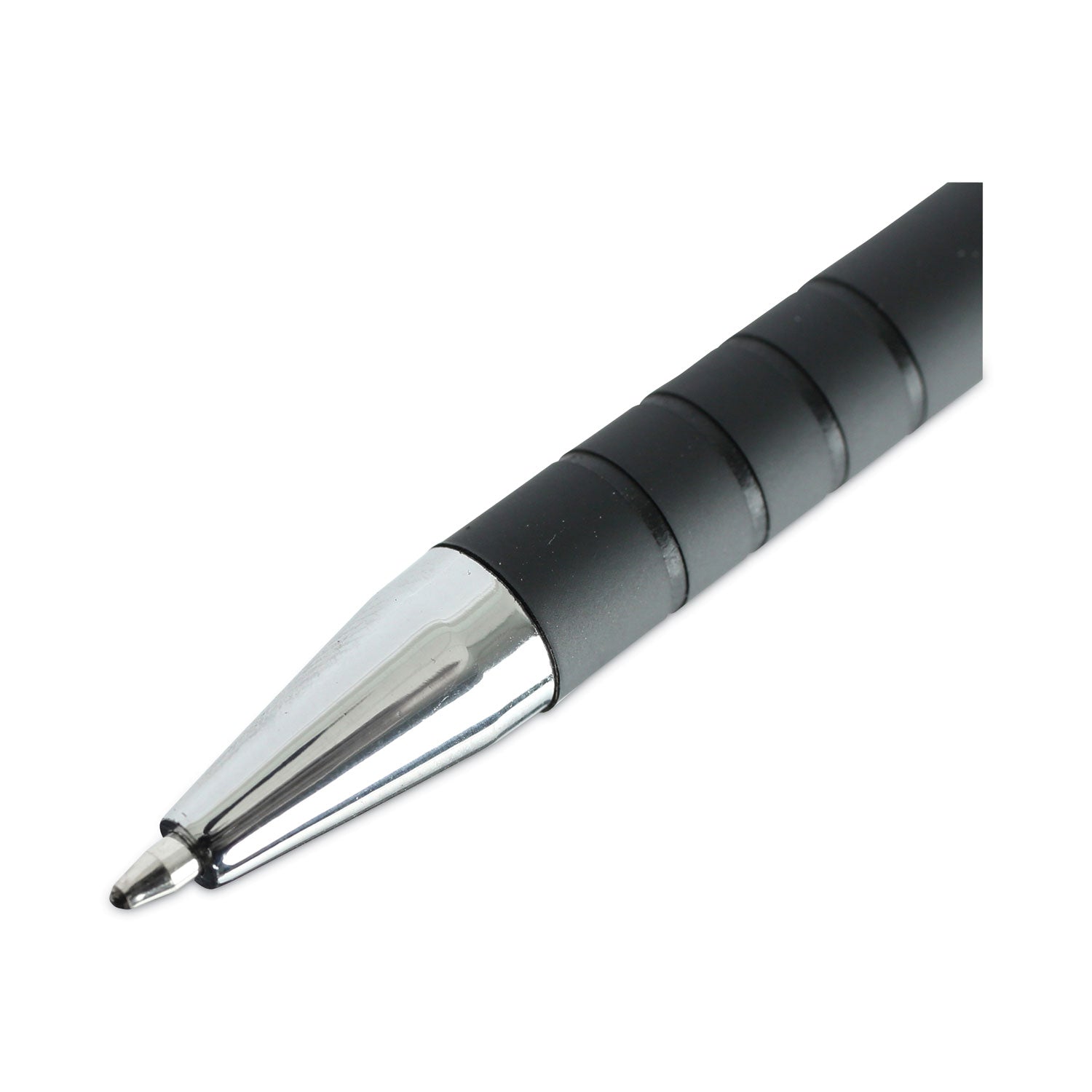 Ballpoint Pen, Retractable, Medium 1 mm, Black Ink, Black Barrel, Dozen - 