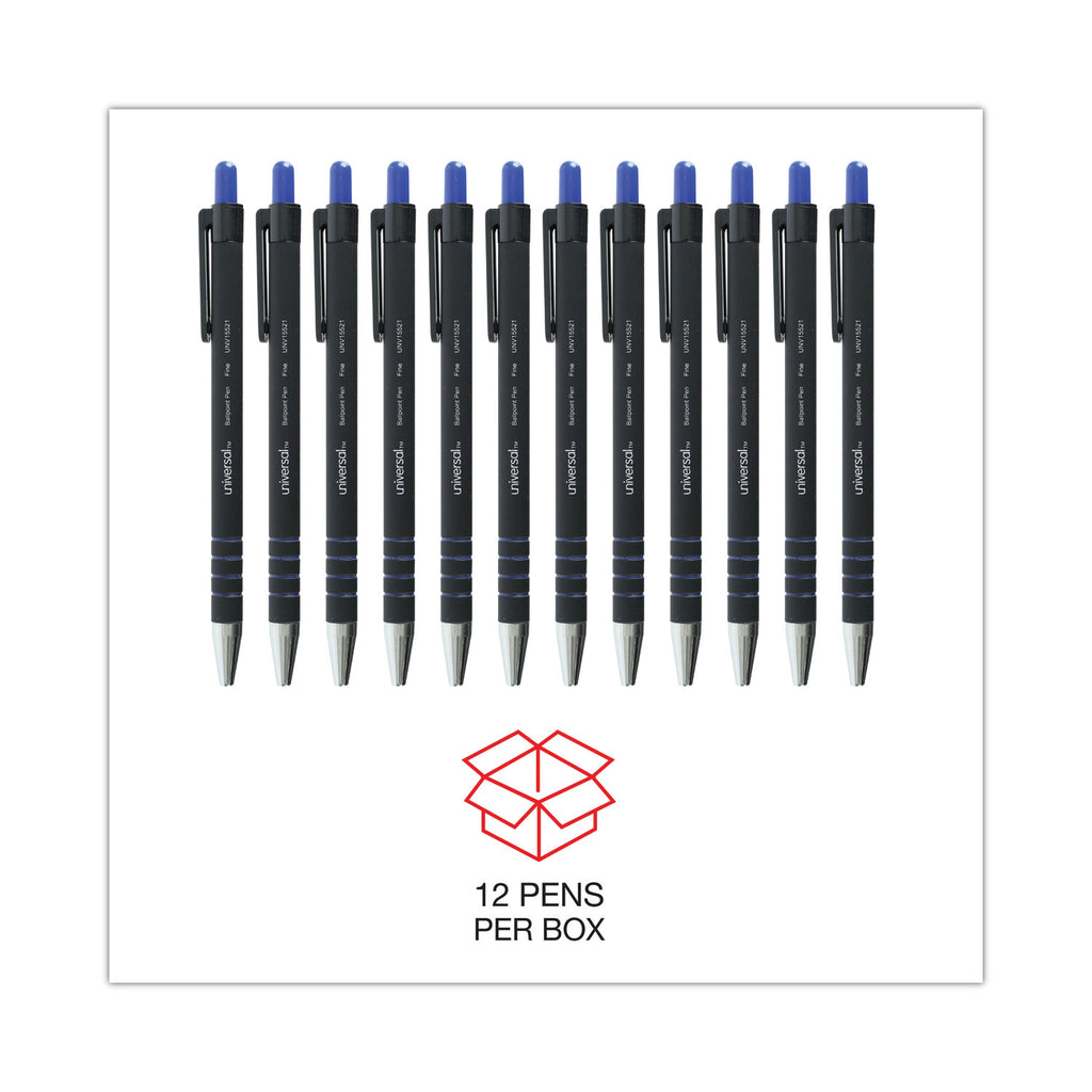 Ballpoint Pen, Retractable, Fine 0.7 mm, Blue Ink, Blue Barrel, Dozen