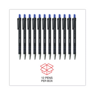 Ballpoint Pen, Retractable, Fine 0.7 mm, Blue Ink, Blue Barrel, Dozen