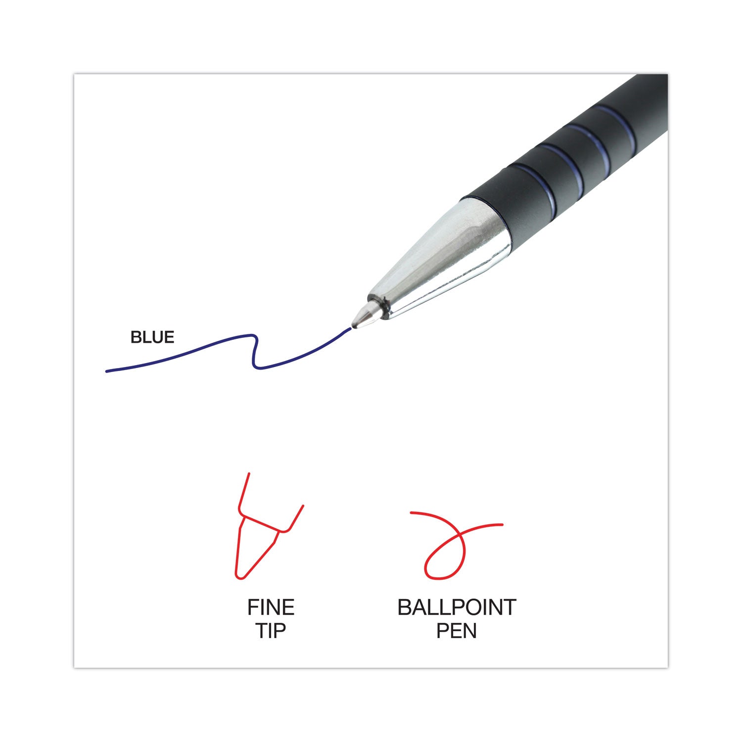 Ballpoint Pen, Retractable, Fine 0.7 mm, Blue Ink, Blue Barrel, Dozen