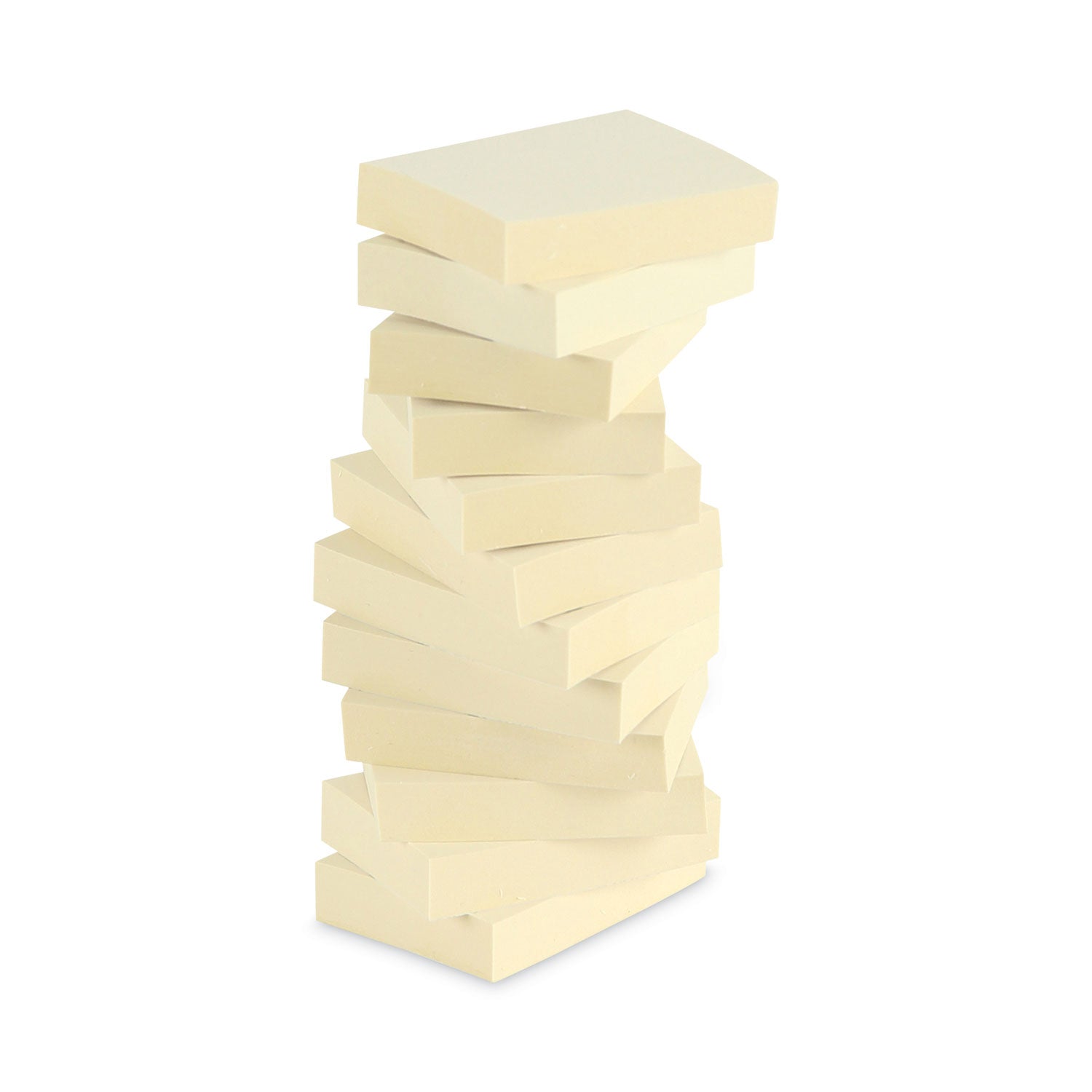 Recycled Self-Stick Note Pads, 1.5" x 2", Yellow, 100 Sheets/Pad, 12 Pads/Pack - 