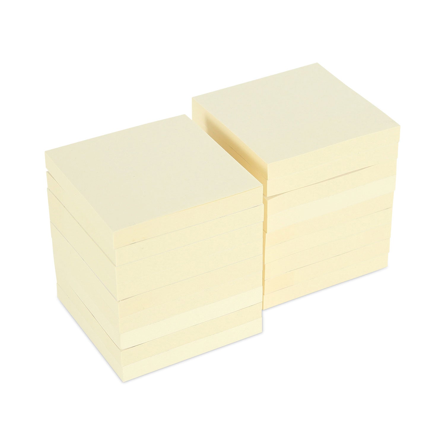 Recycled Self-Stick Note Pads, 3" x 3", Yellow, 100 Sheets/Pad, 18 Pads/Pack - 