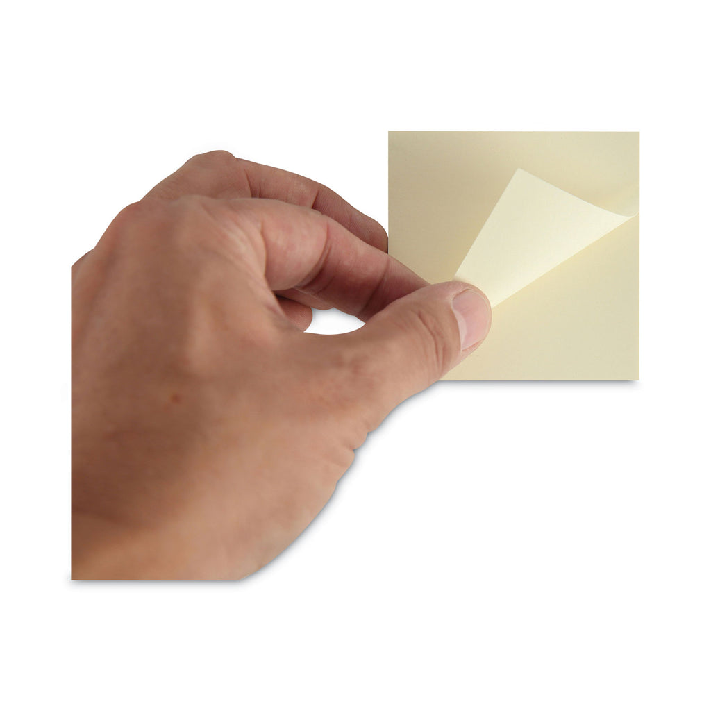 Recycled Self-Stick Note Pads, 3" x 3", Yellow, 100 Sheets/Pad, 18 Pads/Pack - 
