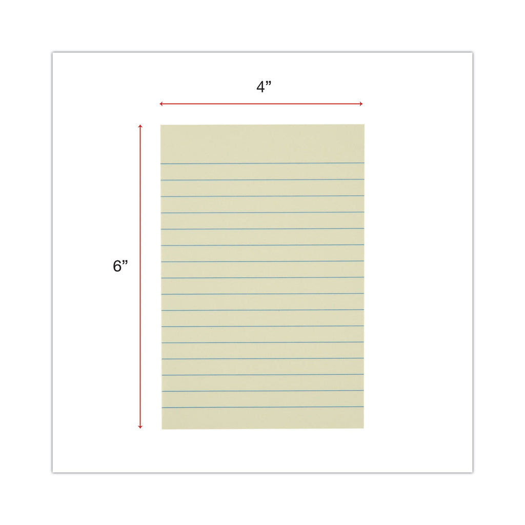Recycled Self-Stick Note Pads, Note Ruled, 4" x 6", Yellow, 100 Sheets/Pad, 12 Pads/Pack - 