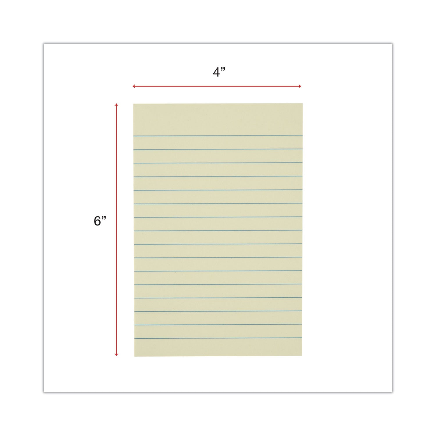 Recycled Self-Stick Note Pads, Note Ruled, 4" x 6", Yellow, 100 Sheets/Pad, 12 Pads/Pack - 