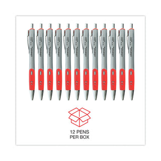 Comfort Grip Gel Pen, Retractable, Medium 0.7 mm, Red Ink, Gray/Red/Silver Barrel, Dozen