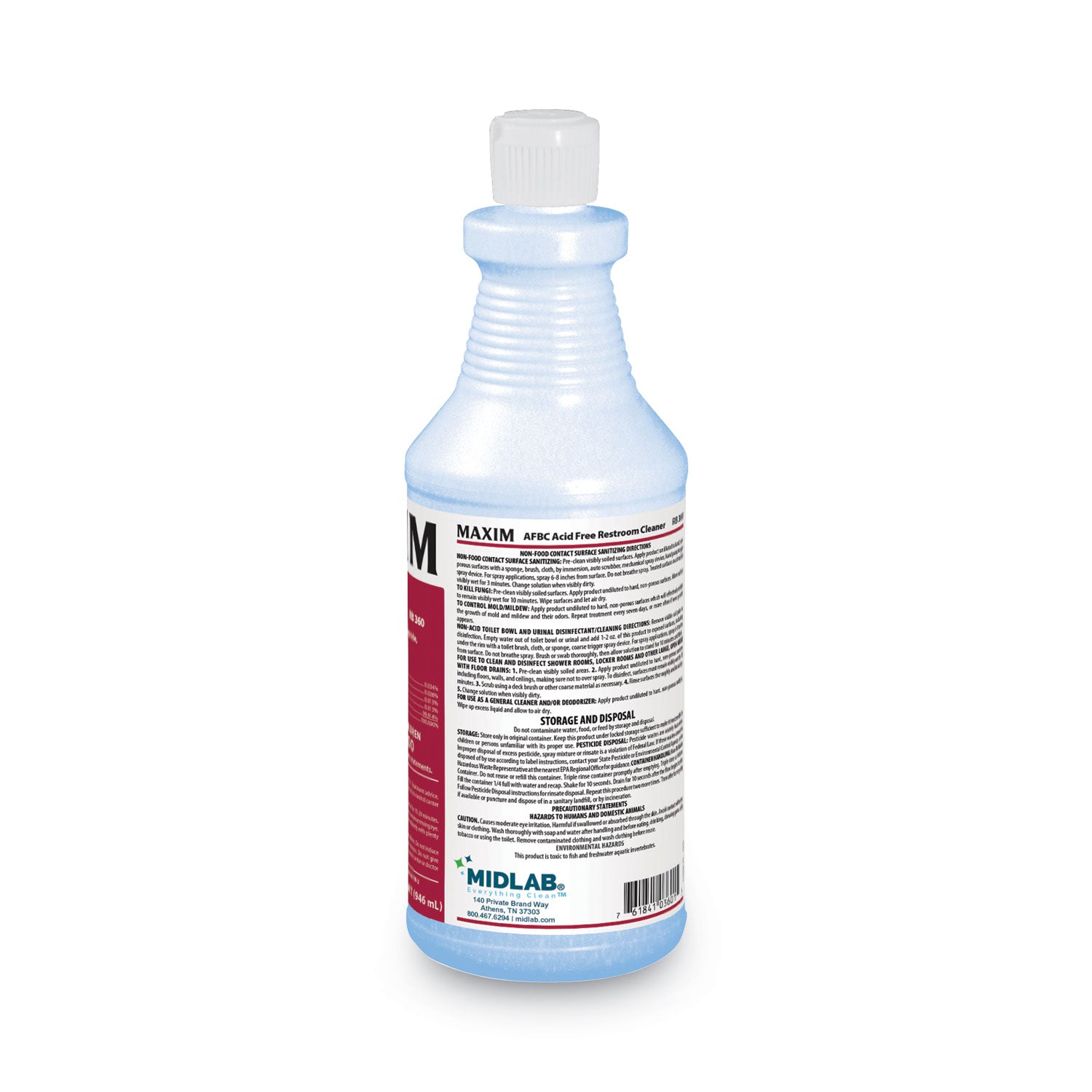 AFBC Acid-Free Restroom Cleaner, Safe-to-Ship, Fresh Scent, 32 oz Bottle, 6/Carton