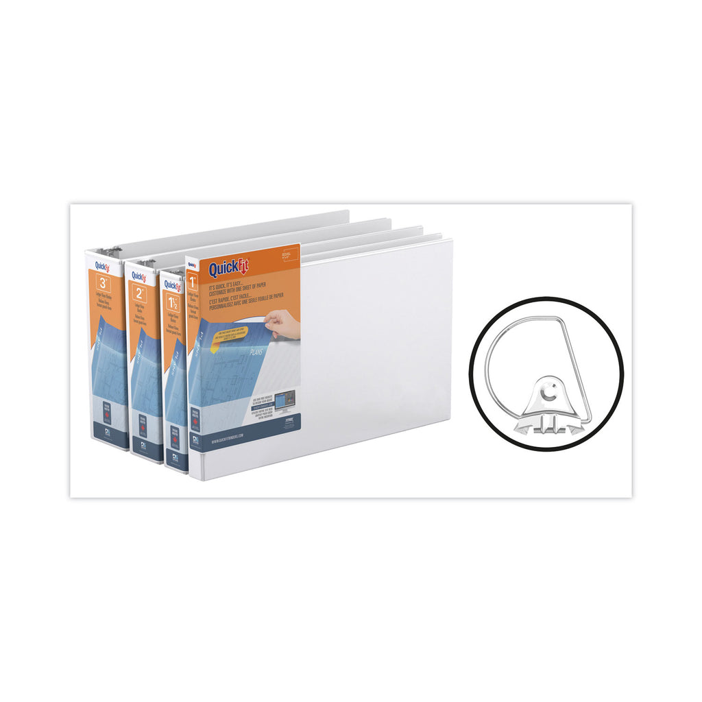 QuickFit Ledger D-Ring View Binder, 3 Rings, 3" Capacity, 11 x 17, White