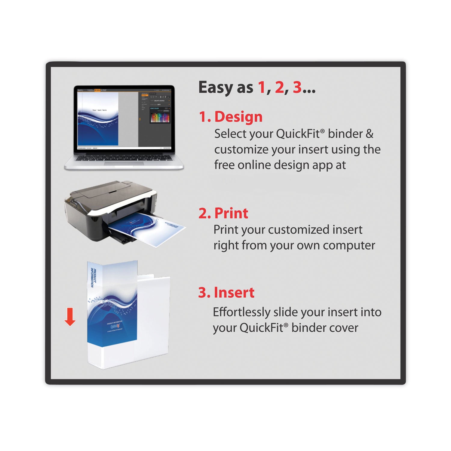 QuickFit Ledger D-Ring View Binder, 3 Rings, 3" Capacity, 11 x 17, White - 