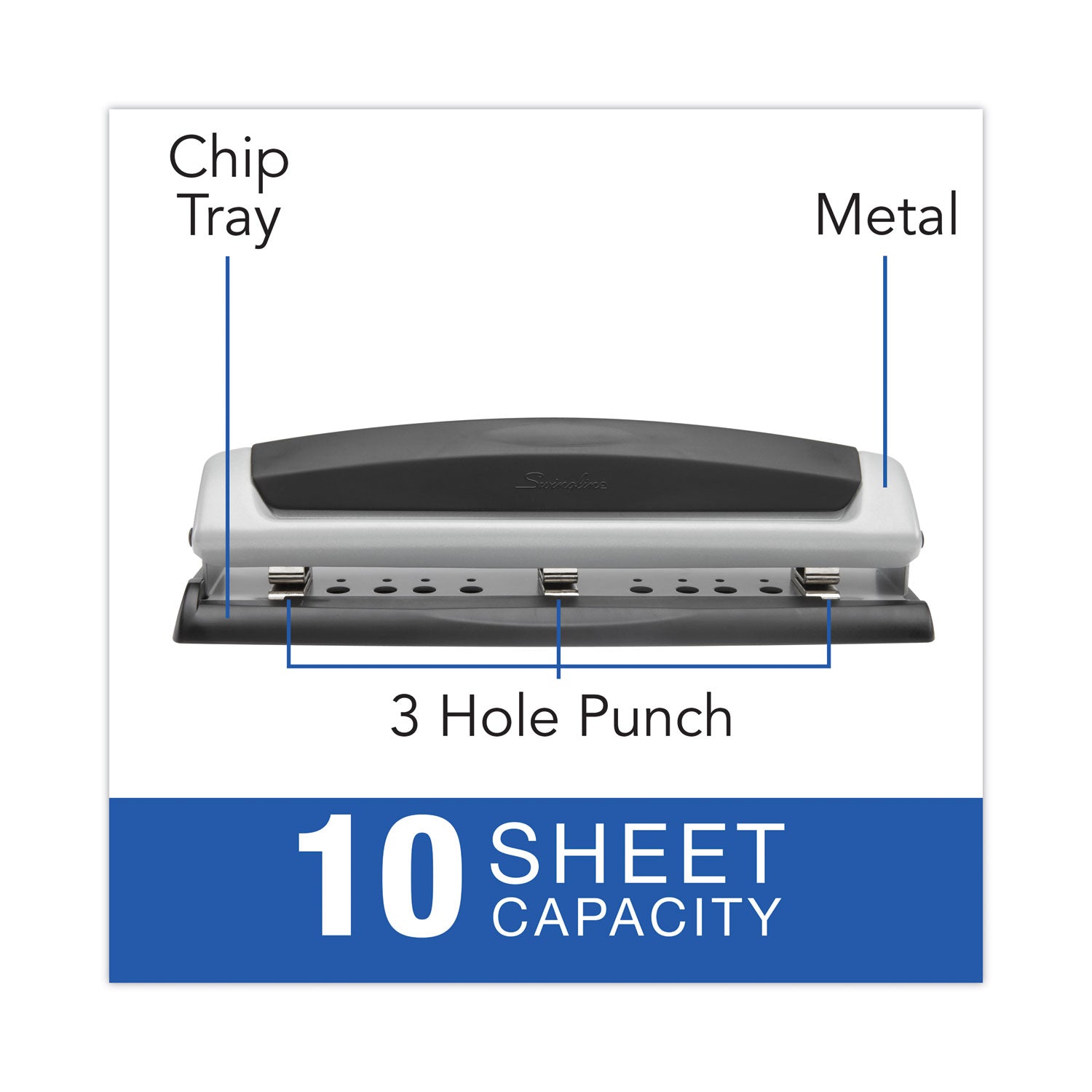 10-Sheet Precision Pro Desktop Two- to Three-Hole Punch, 9/32" Holes - 