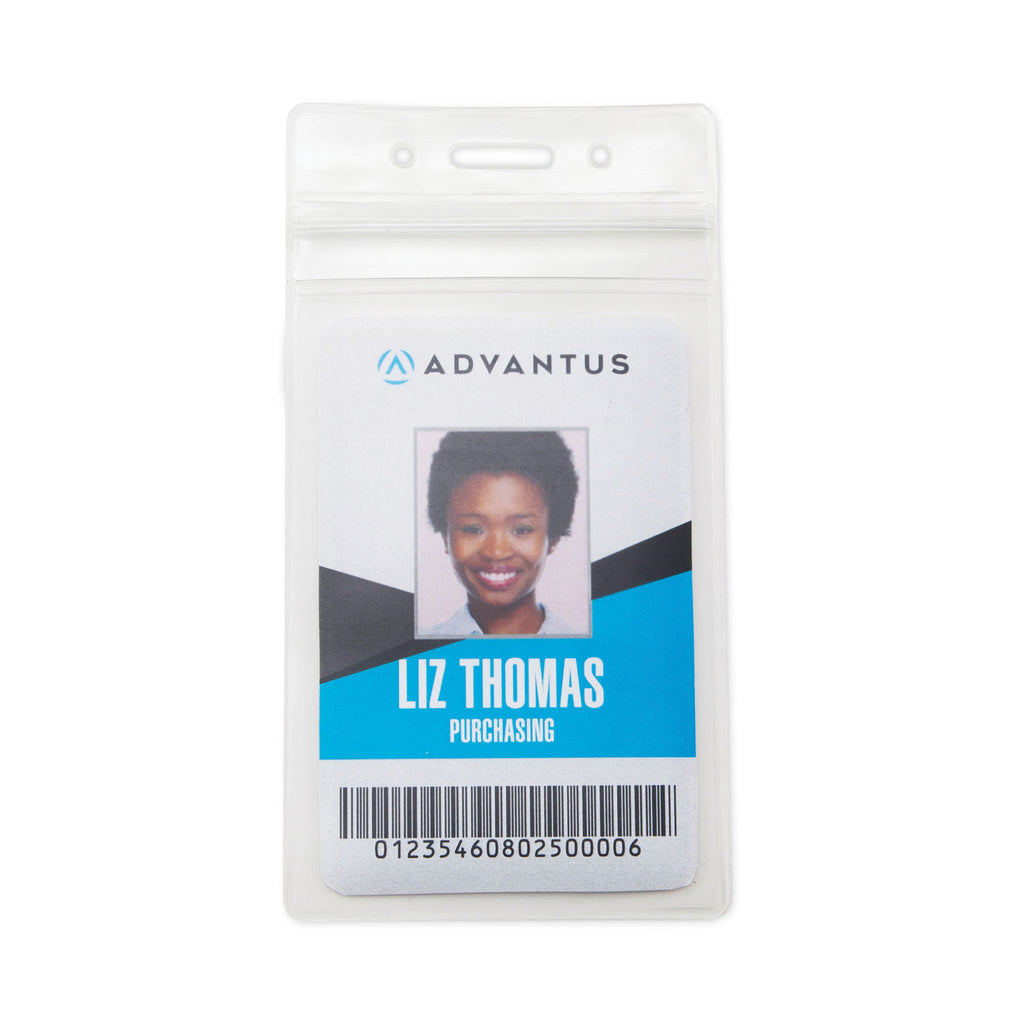 Resealable ID Badge Holders, Vertical Orientation, Transparent Frost 2.68" x 5" Holder, 2.38" x 3.75" Insert, 50/Pack