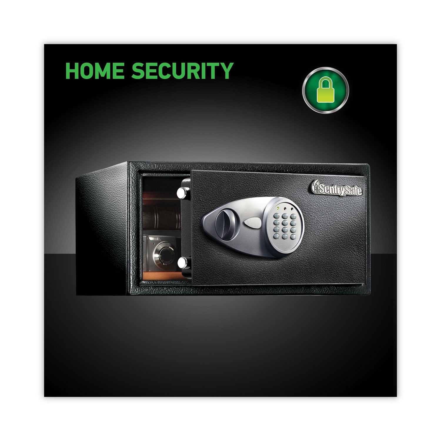 Electronic Lock Security Safe, 1 cu ft, 16.94w x 14.56d x 8.88h, Black - 
