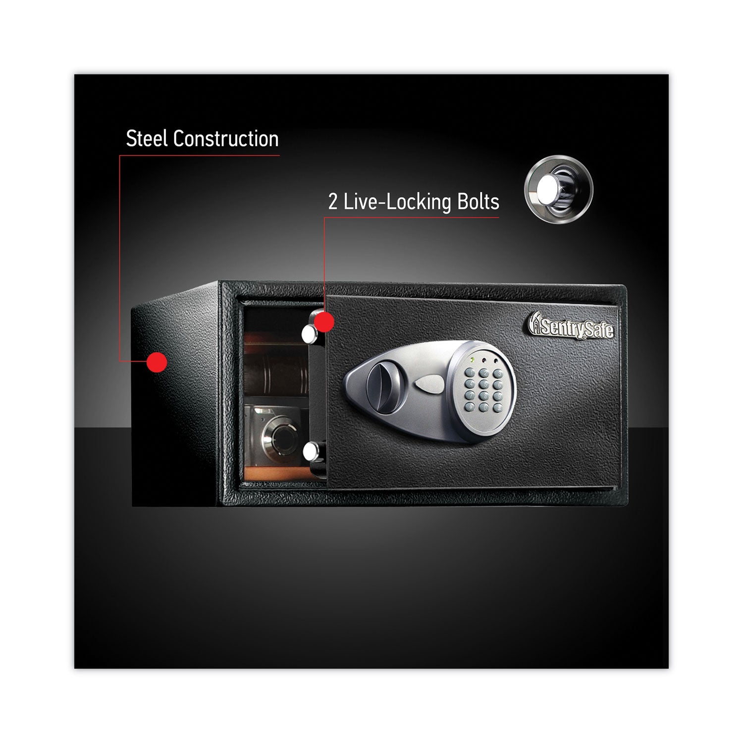 Electronic Lock Security Safe, 1 cu ft, 16.94w x 14.56d x 8.88h, Black