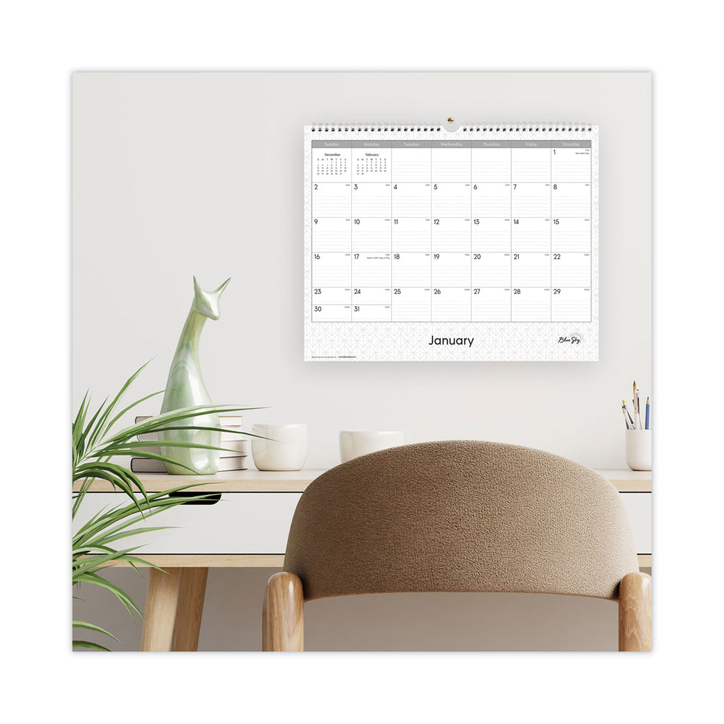 Enterprise Wall Calendar, Enterprise Geometric Artwork, 15 x 12, White/Gray Sheets, 12-Month (Jan to Dec): 2024